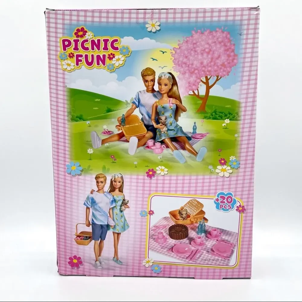 Steffi Love Picnic Fun Dolls Boyfriend Girlfriend Puppy + 20 Pcs Play Set